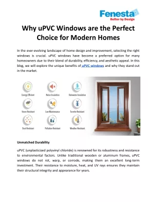 Why uPVC Windows are the Perfect Choice for Modern Homes