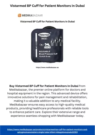 Vistarmed BP Cuff for Patient Monitors In Dubai