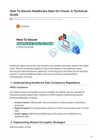 How To Secure Healthcare Data On Cloud: A Technical Guide