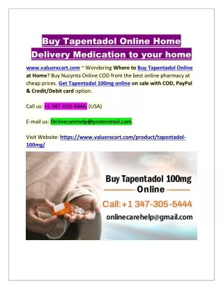 Buy Tapentadol Online Home Delivery Medication to your home