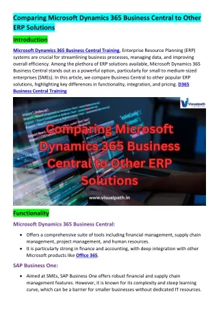 MS Dynamics 365 Business Central Training Hyderabad - Visualpath