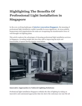 Highlighting The Benefits Of Professional Light Installation in Singapore