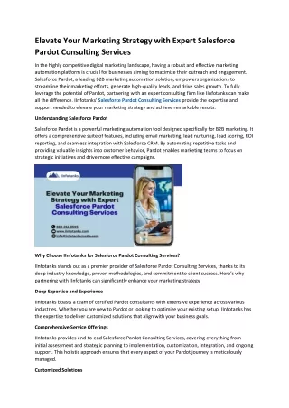 Elevate Your Marketing Strategy with Expert Salesforce Pardot Consulting Service
