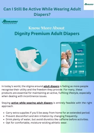 Can I Still Be Active While Wearing Adult Diapers?