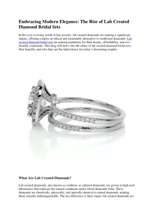 lab created diamond bridal set