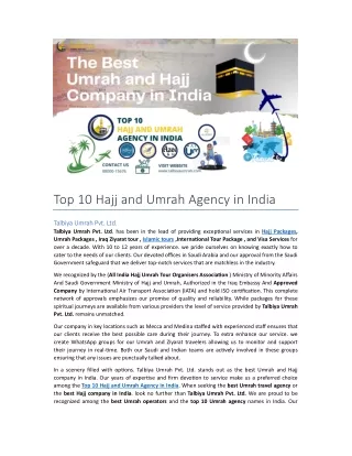 Top 10 Hajj and Umrah Agency in India