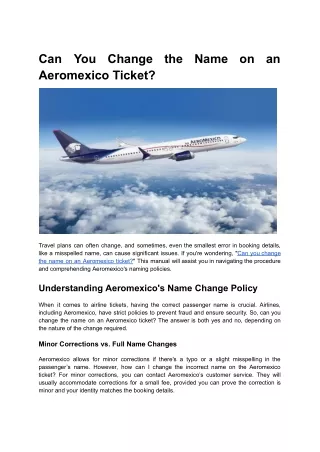 Can You Change the Name on an Aeromexico Ticket?