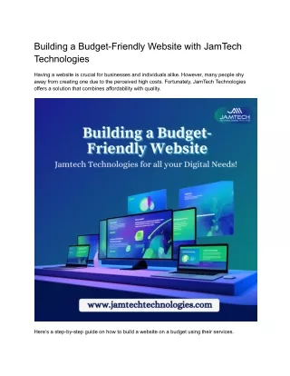 Building a Budget Friendly Website with JamTech Technologies