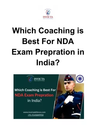 Which Coaching is Best For NDA Exam Prepration in India