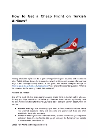 How to Get a Cheap Flight on Turkish Airlines: A Complete Guide