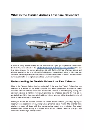 What is the Turkish Airlines Low Fare Calendar?
