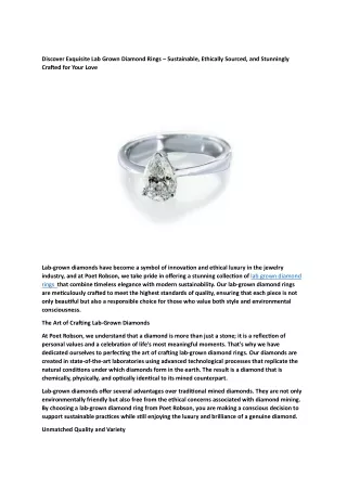 Elegant Lab Grown Diamond Rings: Poetrobson