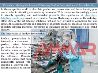 Chocolate Labeling Machines in Enhancing Product Presentation and Brand Identity