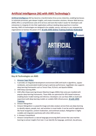 AI with AWS Online Training Ameerpet | AI with AWS Online