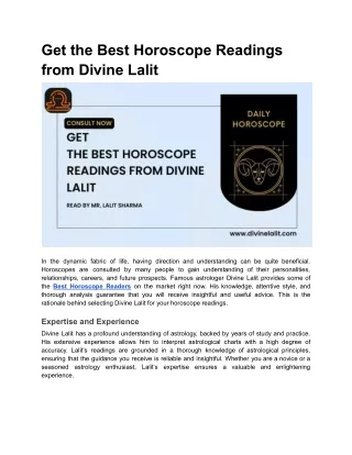 Get the Best Horoscope Readings from Divine Lalit