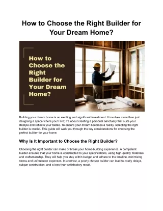 How to Choose the Right Builder for Your Dream Home_