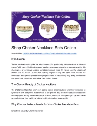 Shop Choker Necklace Sets Online
