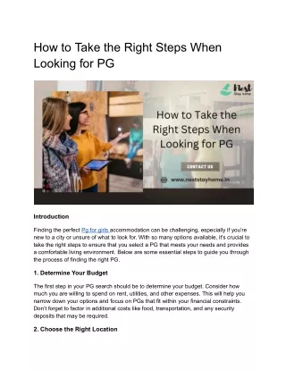 How to Take the Right Steps When Looking for PG