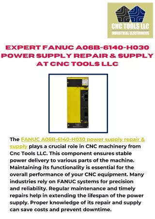 Discover Relaible Fanuc A06B-6140-H030 Power Supply Repair & Supply Services