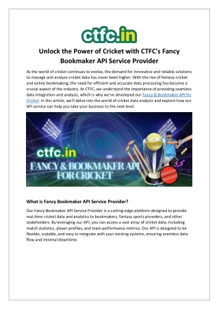 Fancy & Bookmaker API for Cricket