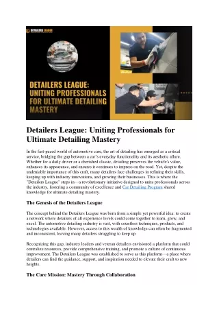 Detailers League: Uniting Professionals for Ultimate Detailing Mastery