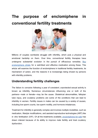 pdf The purpose of enclomiphene in conventional fertility treatments