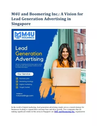 M4U and Boomering Inc share the vision oflead generation advertising in singapore