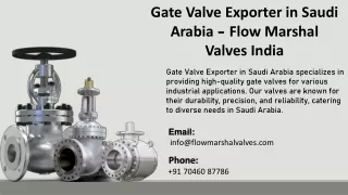 Gate Valve Exporter in Saudi Arabia - Flow Marshal Valves India