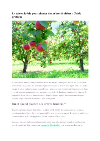 La meilleure saison pour planter des arbres fruitiers