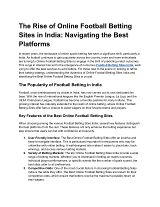 The Rise of Online Football Betting Sites in India_ Navigating the Best Platforms