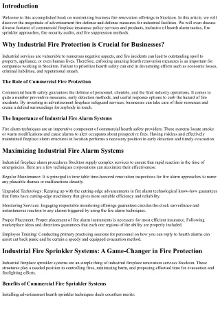 Maximizing Industrial Fire Protection Services in Stockton