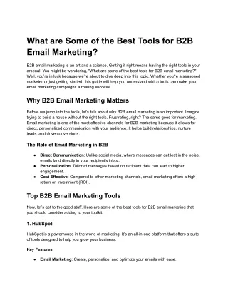 What are Some of the Best Tools for B2B Email Marketing