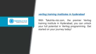 Verilog Training Institutes In Hyderabad  Takshila-vlsi.com
