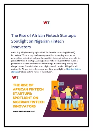 The Rise of African Fintech Startups - Spotlight on Nigerian Fintech Innovators