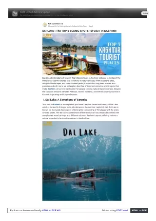 Kashmir Unveiled: Top 5 Scenic Spots to Visit