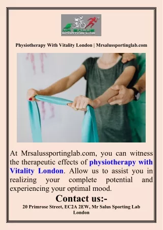 Physiotherapy With Vitality London  Mrsalussportinglab.com