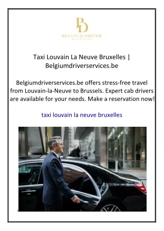 Taxi Louvain La Neuve Bruxelles Belgiumdriverservices.be