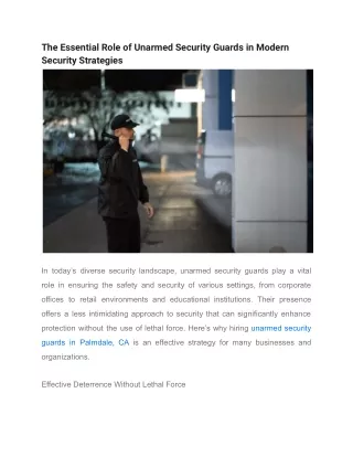 The Essential Role of Unarmed Security Guards in Modern Security Strategies unarmed security guards in Palmdale, CA