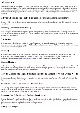 How to Choose the Right Business Telephone System for Your Office Needs