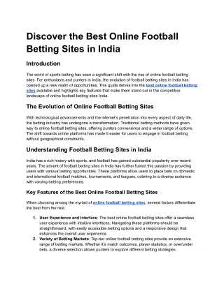 Discover the Best Online Football Betting Sites in India