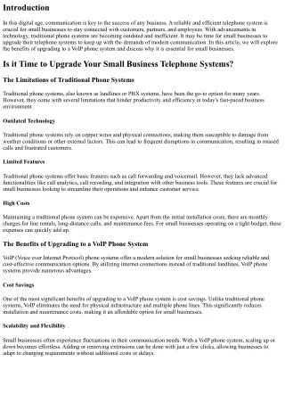 Is it Time to Upgrade Your Small Business Telephone Systems?