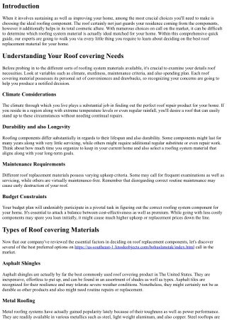 Picking the Right Roof Covering Product for Your Home