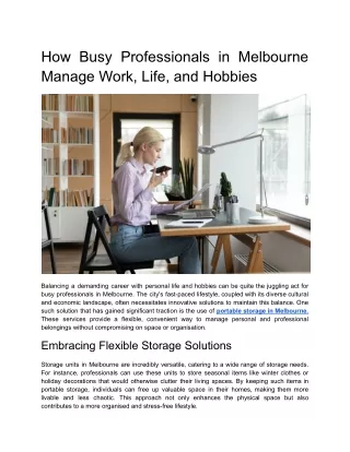 How Busy Professionals in Melbourne Manage Work, Life, and Hobbies