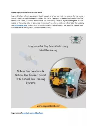 Enhancing School Bus Fleet Security in Saudi Arabia