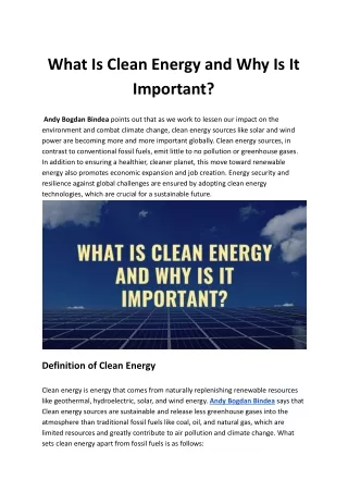 What Is Clean Energy and Why It Matters for a Sustainable Future