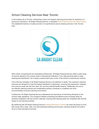 School Cleaning Services Near Toronto
