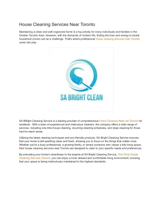 House Cleaning Services Near Toronto