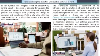 Revolutionizing the Industry: Construction Software in Perth