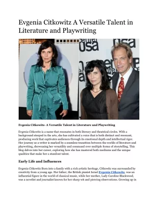 Evgenia Citkowitz A Versatile Talent in Literature and Playwriting
