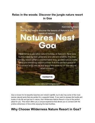 Relax in the woods_ Discover the jungle nature resort in Goa